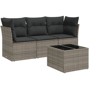 Comparateur de prix : vidaXL Salon de jardin avec coussins 3 pcs gris résine tressée