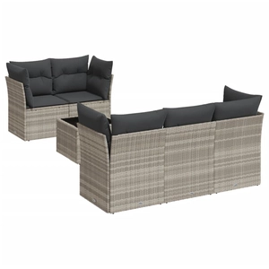vidaXL Salon de jardin 6 pcs avec coussins gris clair résine tressée pas cher