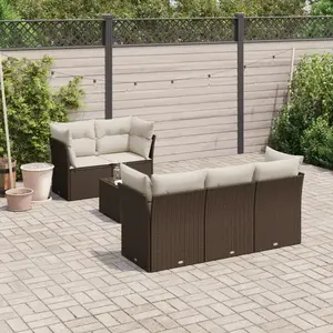 vidaXL - 6-delige - Loungeset - met - kussens - poly - rattan - bruin pas cher