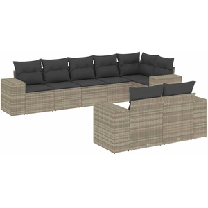 vidaXL Salon de jardin 8 pcs avec coussins gris clair résine tressée pas cher
