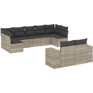 vidaXL Salon de jardin avec coussins 10 pcs gris clair résine tressée pas cher