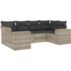 vidaXL Salon de jardin 6 pcs avec coussins gris clair résine tressée pas cher