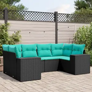 vidaXL Vidaxl Salon De Jardin 6 Pcs Avec Coussins Noir Résine Tressée pas cher