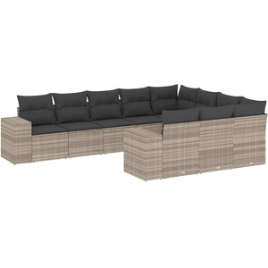 vidaXL Salon de jardin 11 pcs avec coussins gris clair résine tressée pas cher