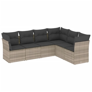 vidaXL Salon de jardin 6 pcs avec coussins gris clair résine tressée pas cher