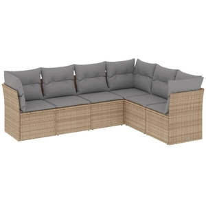 vidaXL Salon de jardin avec coussins 6 pcs beige résine tressée pas cher