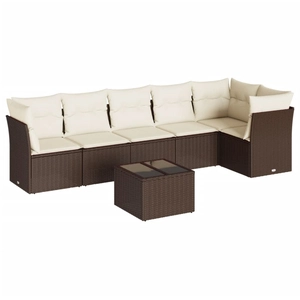 vidaXL Salon de jardin avec coussins 6 pcs marron résine tressée pas cher