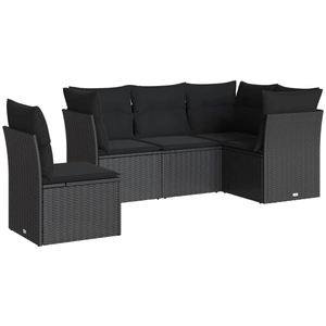 vidaXL Salon de jardin 6 pcs avec coussins noir résine tressée pas cher