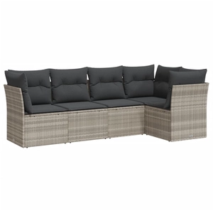 vidaXL Salon de jardin 6 pcs avec coussins gris clair résine tressée pas cher