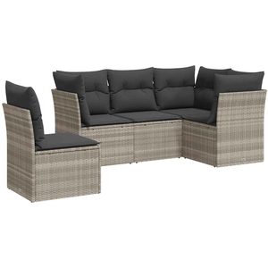 vidaXL Salon de jardin 6 pcs avec coussins gris clair résine tressée pas cher