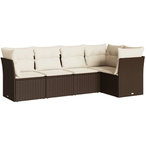 vidaXL Salon de jardin avec coussins 5 pcs marron résine tressée pas cher