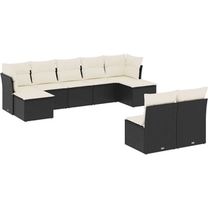 vidaXL Salon de jardin 10 pcs avec coussins noir résine tressée pas cher