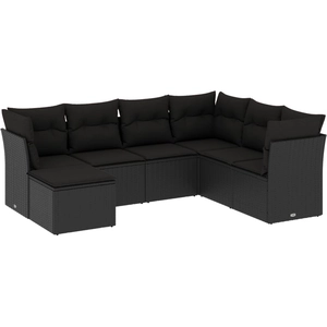 vidaXL Salon de jardin 8 pcs avec coussins noir résine tressée pas cher