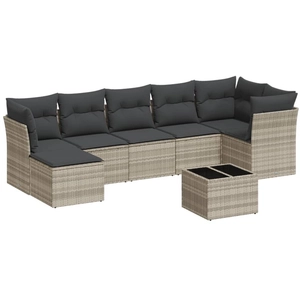 vidaXL Salon de jardin 8 pcs avec coussins gris clair résine tressée pas cher