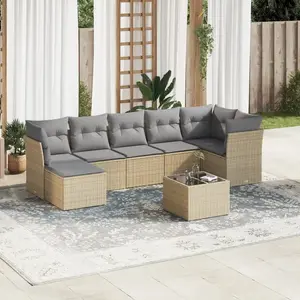 vidaXL Salon de jardin avec coussins 8 pcs beige résine tressée pas cher