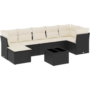 vidaXL Salon de jardin 8 pcs avec coussins noir résine tressée pas cher