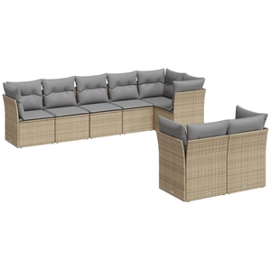 vidaXL Salon de jardin avec coussins 8 pcs beige résine tressée pas cher