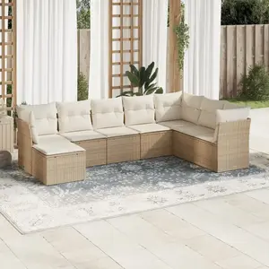 vidaXL Salon de jardin avec coussins 8 pcs beige résine tressée pas cher