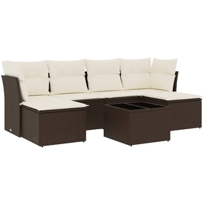 vidaXL Salon de jardin avec coussins 6 pcs marron résine tressée pas cher