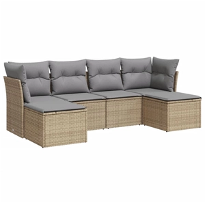 vidaXL Salon de jardin avec coussins 6 pcs beige résine tressée pas cher