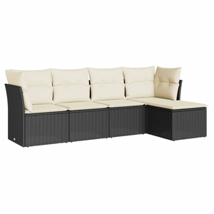 vidaXL Salon de jardin 6 pcs avec coussins noir résine tressée pas cher