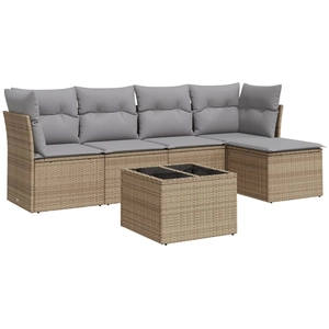 vidaXL Salon de jardin avec coussins 5 pcs beige résine tressée pas cher