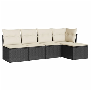 vidaXL Salon de jardin 5 pcs avec coussins noir résine tressée pas cher