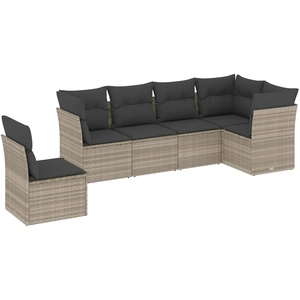 vidaXL Salon de jardin avec coussins 7 pcs gris clair résine tressée pas cher