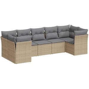 vidaXL Salon de jardin avec coussins 7 pcs beige résine tressée pas cher