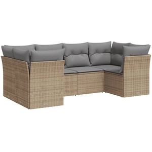 vidaXL Salon de jardin avec coussins 6 pcs beige résine tressée pas cher