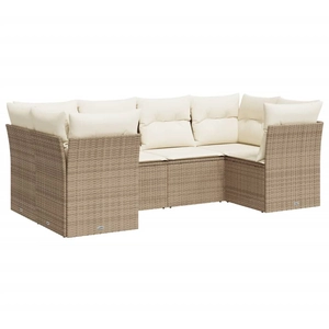 vidaXL Salon de jardin avec coussins 6 pcs beige résine tressée pas cher