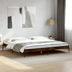 vidaXL Vidaxl Cadre De Lit Sans Matelas Chêne Fumé 200x200 Cm pas cher