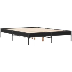 vidaXL Cadre de lit noir 120x190 cm bois d'ingénierie et métal pas cher