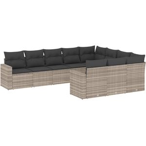 vidaXL Salon de jardin 11 pcs avec coussins gris clair résine tressée pas cher