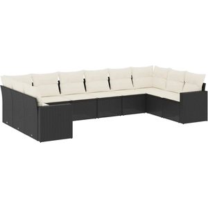 vidaXL Salon de jardin 11 pcs avec coussins noir résine tressée pas cher