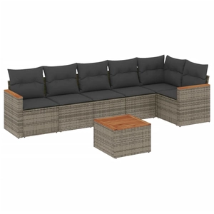 vidaXL Salon de jardin 6 pcs avec coussins gris résine tressée pas cher