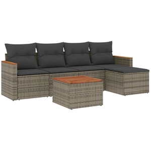 vidaXL Salon de jardin 6 pcs avec coussins gris résine tressée pas cher