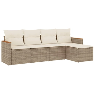 vidaXL Salon de jardin avec coussins 5 pcs beige résine tressée pas cher
