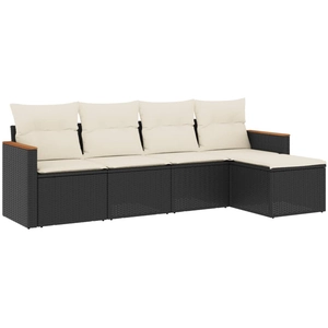 vidaXL Salon de jardin 6 pcs avec coussins noir résine tressée pas cher