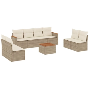 vidaXL Salon de jardin avec coussins 9 pcs beige résine tressée pas cher