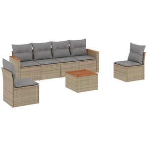 vidaXL Salon de jardin avec coussins 7pcs mélange beige résine tressée pas cher