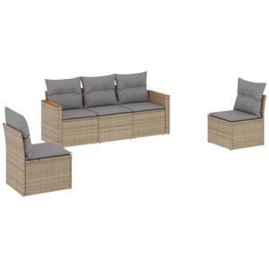 vidaXL Salon de jardin avec coussins 6pcs mélange beige résine tressée pas cher