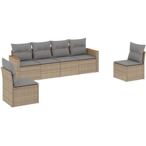 vidaXL Salon de jardin avec coussins 6pcs mélange beige résine tressée pas cher