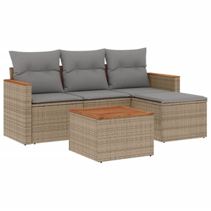 vidaXL Salon de jardin avec coussins 4pcs mélange beige résine tressée pas cher