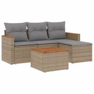 vidaXL Salon de jardin avec coussins 5pcs mélange beige résine tressée pas cher