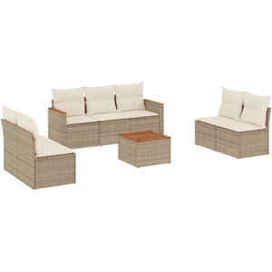 vidaXL Salon de jardin avec coussins 8 pcs beige résine tressée pas cher