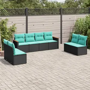 vidaXL Vidaxl Salon De Jardin 8 Pcs Avec Coussins Noir Résine Tressée pas cher