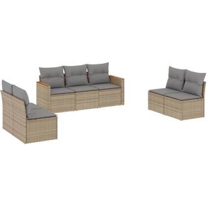 vidaXL Salon de jardin avec coussins 8pcs mélange beige résine tressée pas cher
