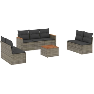 vidaXL Salon de jardin 8 pcs avec coussins gris résine tressée pas cher