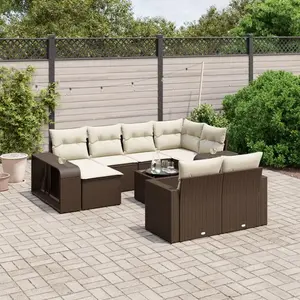 vidaXL - 11-delige - Loungeset - met - kussens - poly - rattan - bruin pas cher